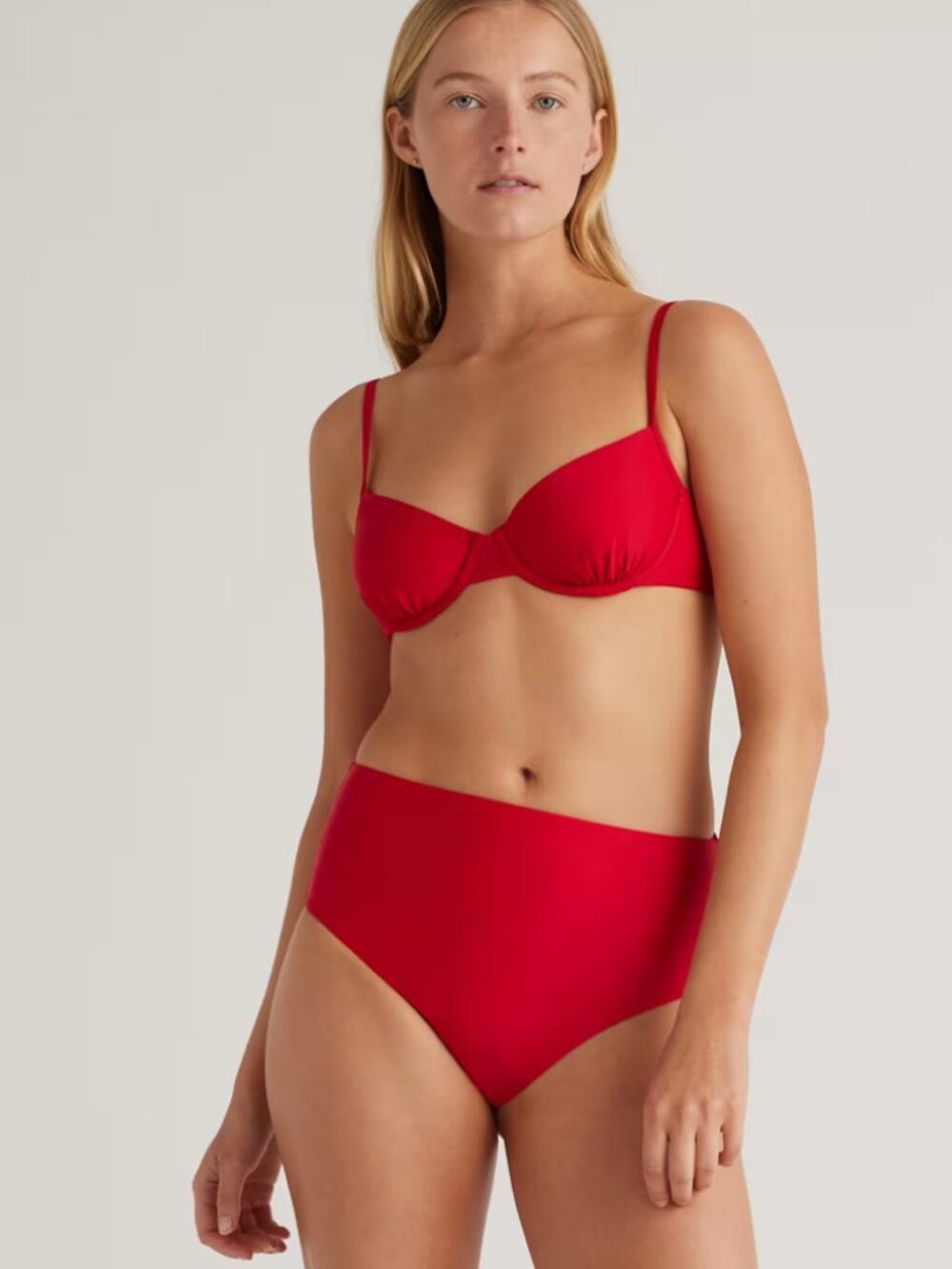 Quince Red Balconette Bikini Top In Medium NWT